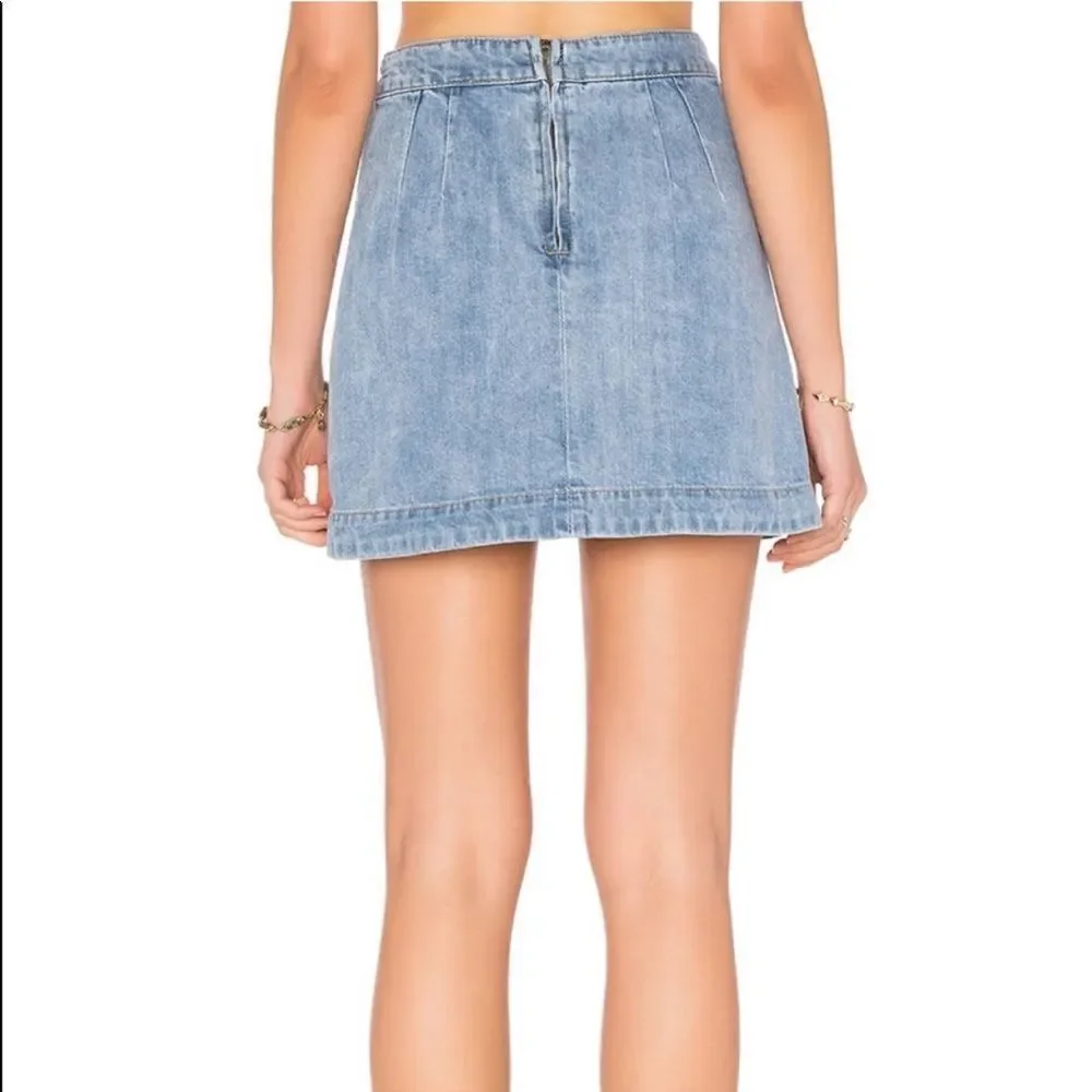 Free People Denim Lace Up Skirt in Light Denim-NWT